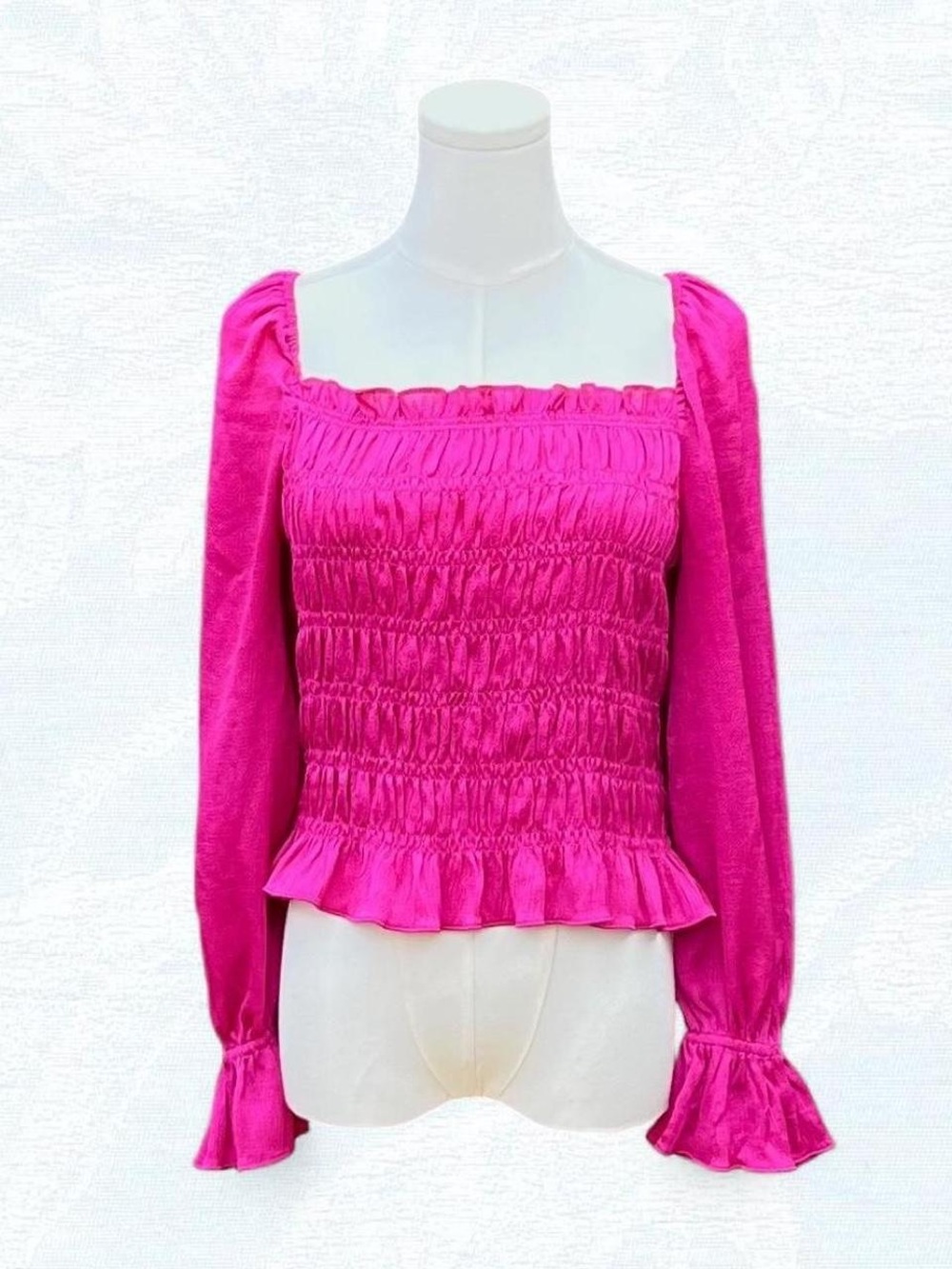 a new day Magenta Smocked Ruffle Top